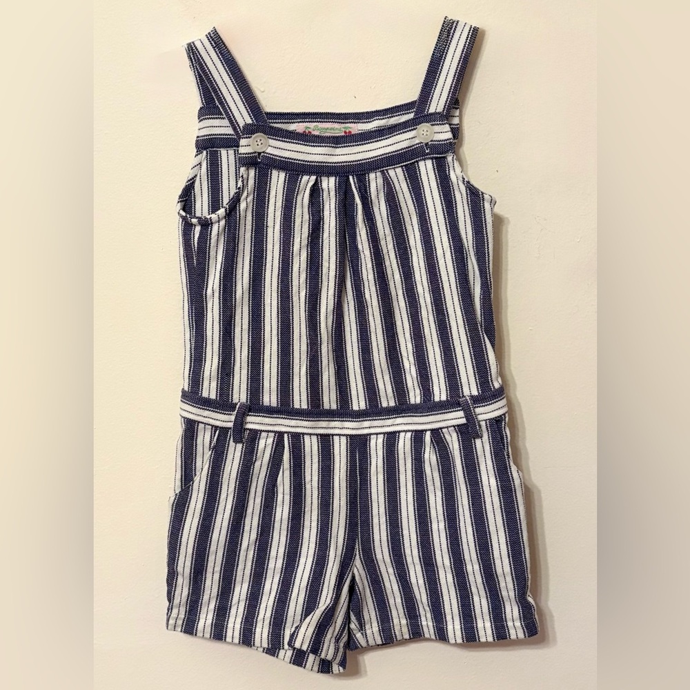 Bonpoint Blue and White Striped Jumpsuit